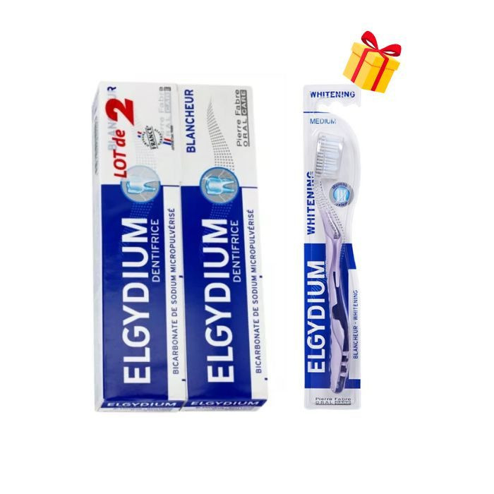 ELGYDIUM PACK 2 DENTIFRICES BLANCHEUR 75ML+ BROSSE MEDIUM OFFERTE