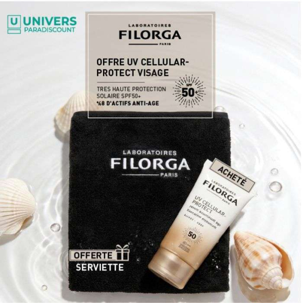 FILORGA OFFRE UV CELLULAR PROTECT CREME SOLAIRE ANTI AGE SPF 50+ 125ML + SERVETTE FILORAGA OFFERTE