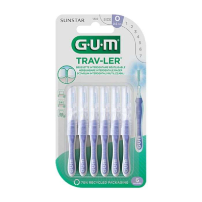 GUM BROSETTE INTERDENTAIRE REUTILISABLE REF 1312 0.6 MM 6 UNITES