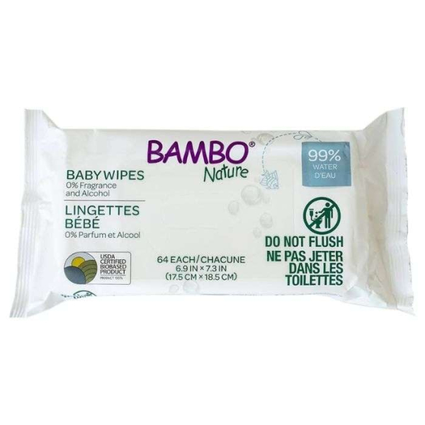 BAMBO NATURE - Lingettes bebe 64 lingettes