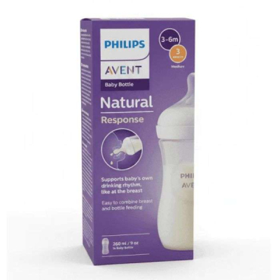 AVENT BIBERON NATURAL RESPONSE 3MOIS + 260 ML 9 OZ