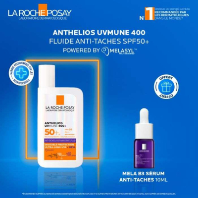LA ROCHE POSAY OFRRE ANTHELIOS UVMUNE 400 FLUIDE ANTI TACHES SPF50+ 50 ML+ MELA B3 SERUM 10ML OFFERT