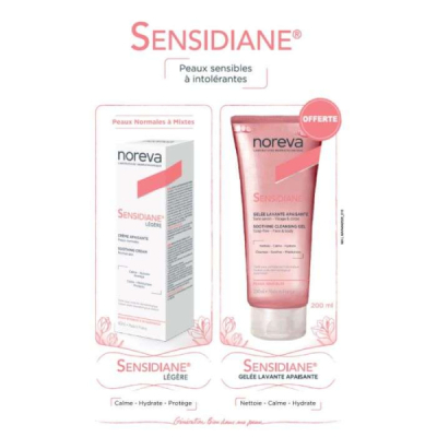 NOREVA SENSIDIANE LEGERE CREME APAISANTE 40ML + SENSIDIANE GEL LAVANT 200 ML OFFERT
