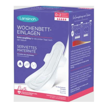 LANSINOH - Serviettes de maternite 10 pieces taille l 0-2 semaines