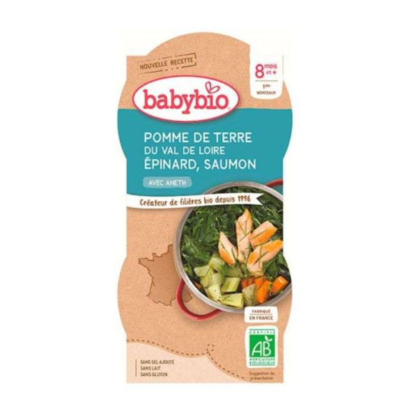 BABYBIO - Pomme de terre epinard saumon 8mois + 2x200 g