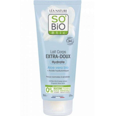 SO BIO LAIT CORPS EXTRA DOUX HYDRATE ALOE VERA BIO ET ACIDE HYALURONIQUE 200 ML