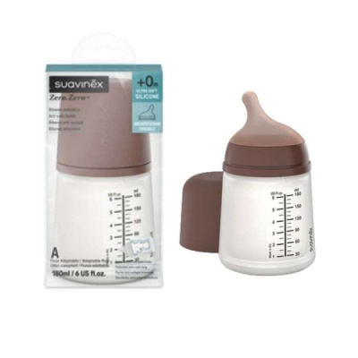 SUAVINEX ZERO ZERO BIBERON ULTRA SOFT SILICONE 04 DEEP TONE A DEBIT ADAPTABLE 180 ML