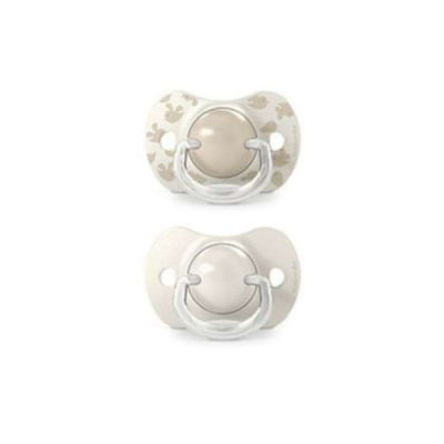 SUAVINEX LOT DE 2 SUCETTES PHYSIOLOGIQUES TETINE SX PRO 6-18M BIRDIES BEIGE