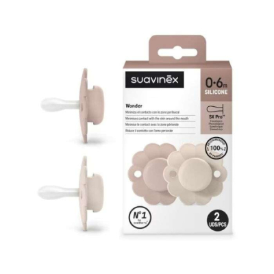 SUAVINEX SELECTION WONDER SUCETTE SILICONE SX PRO 0.6M 2×PCS MAUVE ET ROSE