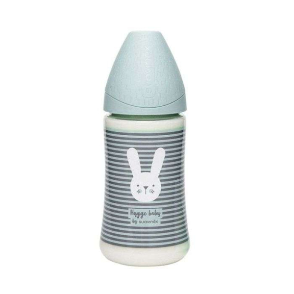 SUAVINEX PREMIUM BIBERON SILICONE AVEC TETINE RONDE 3 VITESSES +0M 270 ML