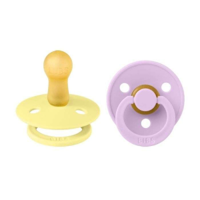 BIBS COLOUR PACIFIER 2 SUCETTES RONDE VIOLETTE ET SOLEIL 0 MOIS+