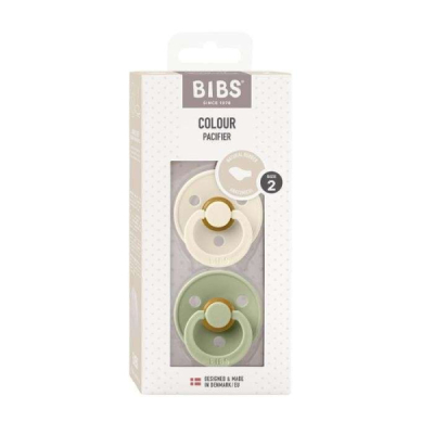 BIBS COLOUR PACIFIER SUCETTE ANATOMICAL IVOIRE ET SAUGE 6 MOIS+