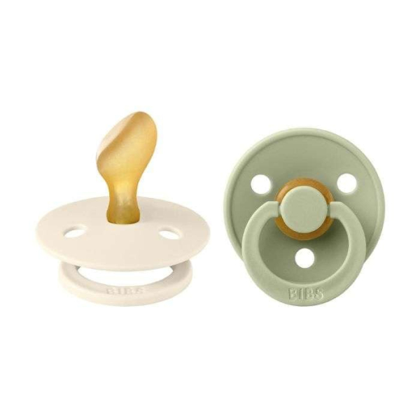 BIBS COLOUR NATURAL RUBBER SUCETTE ANATOMICAL IVOIRE ET SAUGE 0 MOIS+