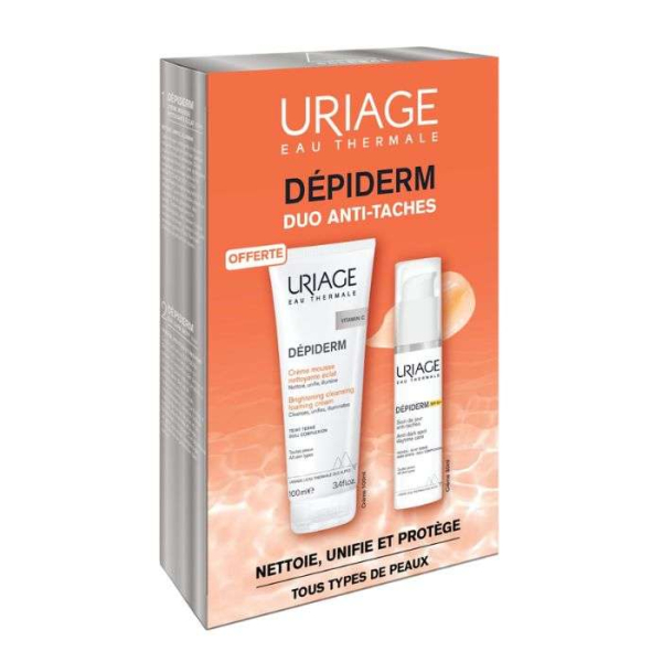 URIAGE OFFRE DEPIDERM SPF 50 SOIN DE JOUR HAUTE PROTECTION ANTI-TACHES BRUNES 30ML + DEPIDERM CREME MOUSSE NETTOYANTE 100 OFFERT