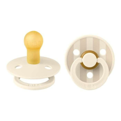 BIBS COLOUR NATURAL RUBBER 2 SUCETTES RONDE STUDIO COLLECTION IVOIRE ET VANILLE 6MOIS+