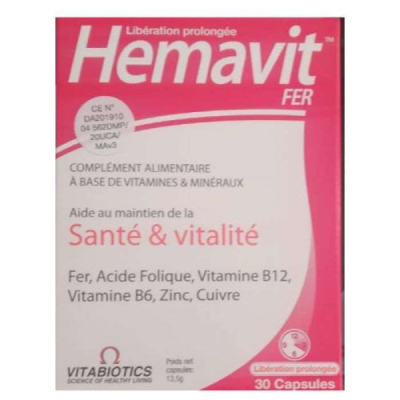 VITABIOTICS - Hemavit fer santé et vitalité 30 capsules