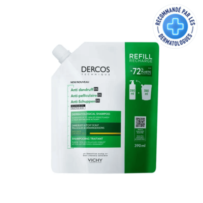 VICHY - Dercos technique eco-recharge shampooing antipelliculaire ds cheveux-secs-390ml