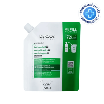 VICHY - Dercos technique eco-recharge shampooing antipelliculaire ds - cheveux normaux-a-gras-390ml
