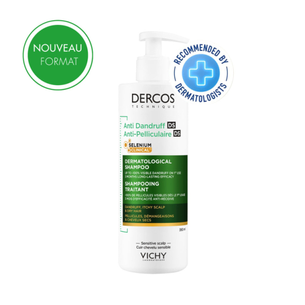 VICHY - Dercos shampooing antipelliculaire cheveux secs 390 ml