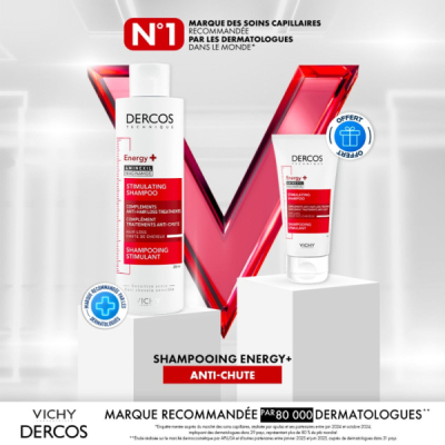 VICHY - Dercos pack shampooing energisant+ anti-chute 200 ml - format voyage 50 ml offert