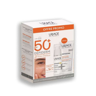 URIAGE OFFRE DEPIDERM SPF 50 30ML SOIN DE JOUR HAUTE PROTECTION ANTI-TACHES BRUNES + CREME MOUSSE NETTOYANTE 100 ML OFFERTE