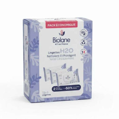 BIOLANE LINGETTES H2O PACK ECONOMIQUE 72*3 LINGETTES